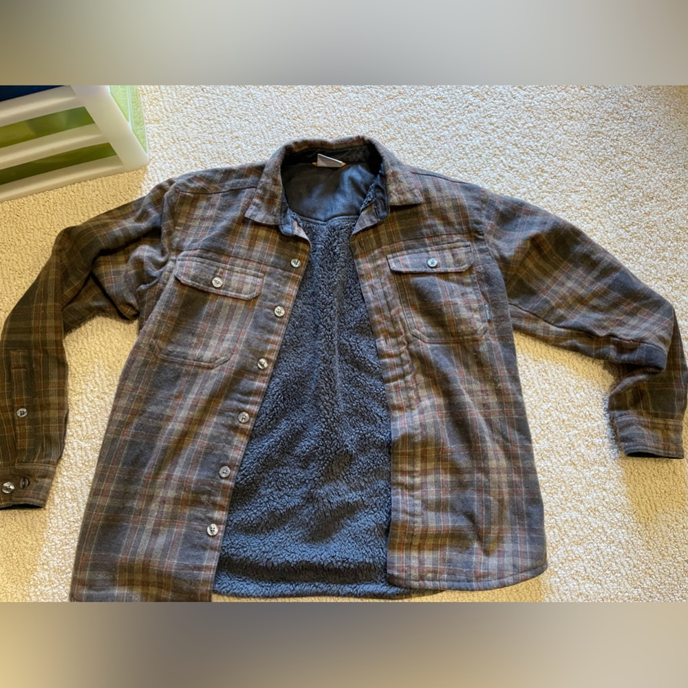 Columbia Fleece Flannel Jacket Shacket Button Down Shirt